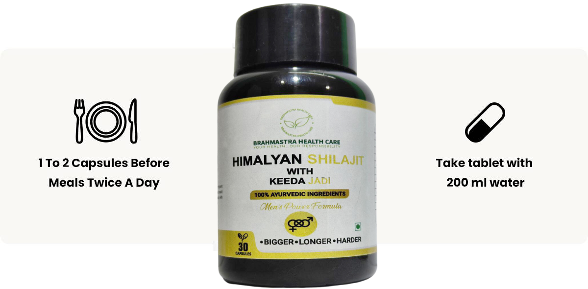 Brahmastra Health Care Ayurveda Himalayan Shilajit With Keeda Capsule for Men Power 580 × 660 px 1