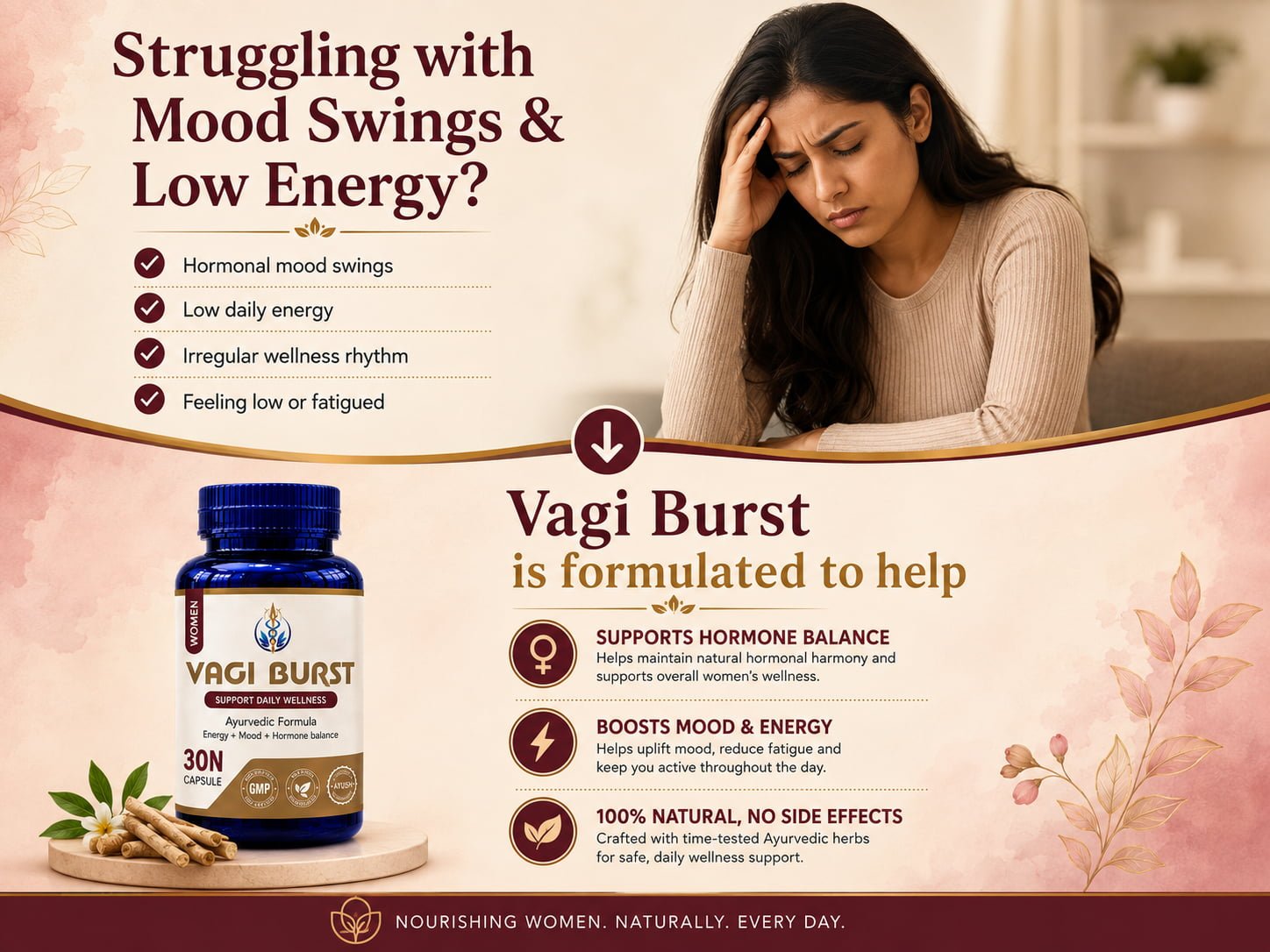 Struggling with mood swings and low energy? Vagi Burst is formulated to help