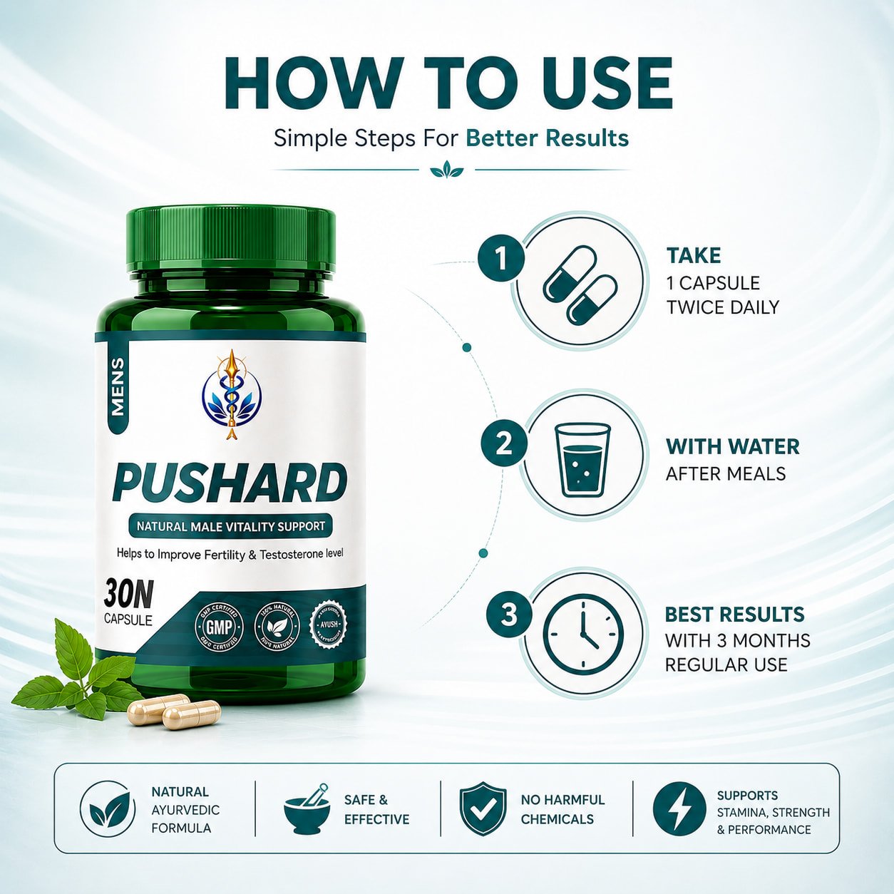 Pushard Ayurvedic Supplement for Men – Natural Male Vitality, Fertility & Testosterone Support 4 Pushard Ayurvedic Supplement for Men – Natural Male Vitality, Fertility & Testosterone Support - Image 4