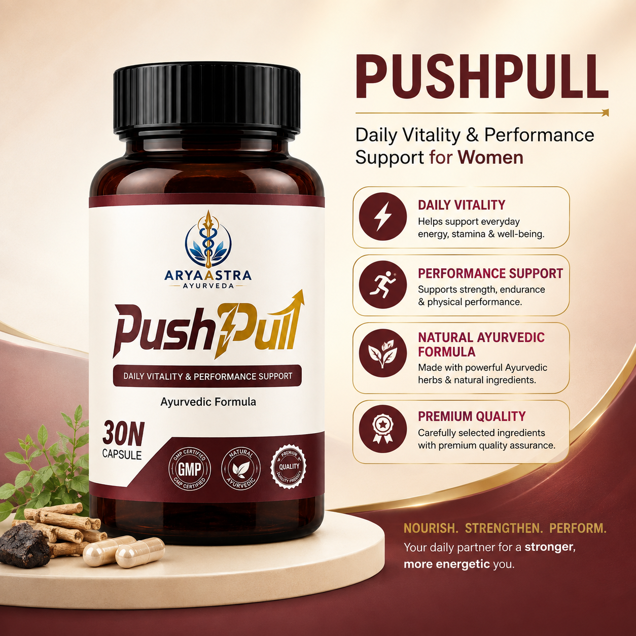 PushPull Ayurvedic Supplement for Women – Daily Vitality & Performance Support 2 PushPull Ayurvedic Supplement for Women – Daily Vitality & Performance Support - Image 2